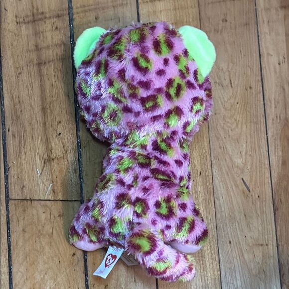 TY “Lainey” Plush Pink and Green Striped Leopard Toy - No Tag - Picture 6 of 6